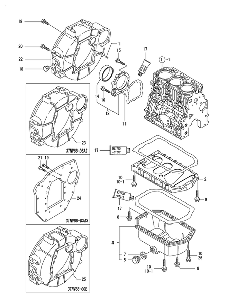 FLYWHEEL HOUSING & OIL SUMP (3TNV88-DSA3)