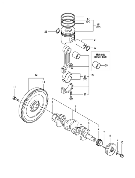 CRANKSHAFT & PISTON (4TNV84T-BMIRD)
