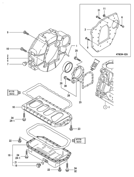 FLYWHEEL HOUSING & OIL SUMP (4TNE84-G1A)