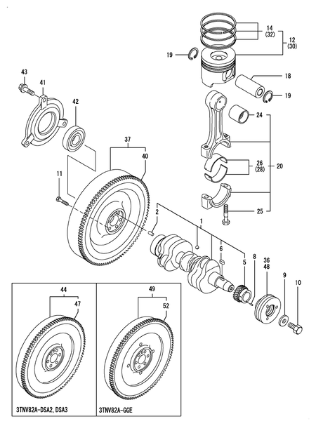 CRANKSHAFT & PISTON (3TNV82A-DSA)