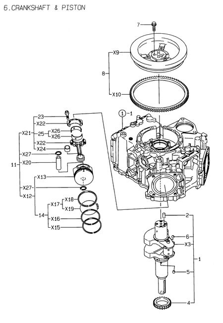 CRANKSHAFT & PISTON (2V78C-TX)