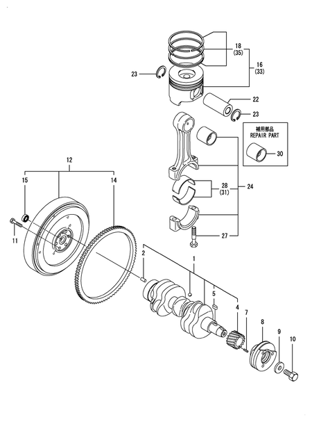 CRANKSHAFT & PISTON (3TNV88-BNRG2H) CRANKSHAFT & PISTON (3TNV88-BNRG2H)
