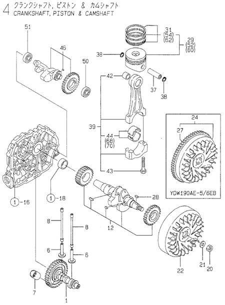CRANKSHAFT,PISTON & CAMSHAFT (YDW190AE5/6E)