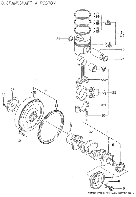 CRANKSHAFT & PISTON (4TNE94-SF)