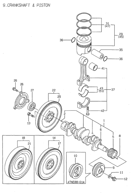 CRANKSHAFT & PISTON (4TNE88-SA)