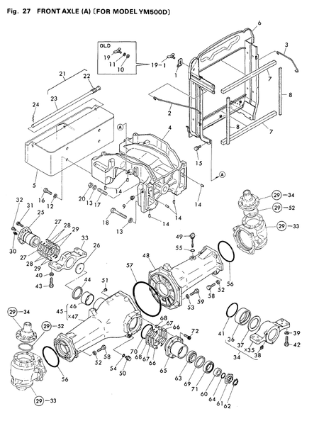 FRONT AXLE (A)FOR MODEL YM500D (YM500D)
