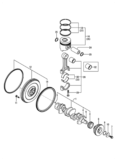 CRANKSHAFT & PISTON (4TNV98C-PHYBH)