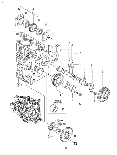 CAMSHAFT & DRIVING GEAR (3TNV88-XRE2) CAMSHAFT & DRIVING GEAR (3TNV88-XRE2)