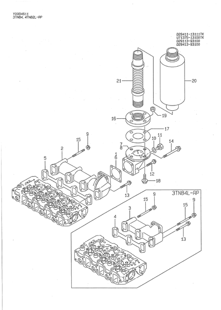 EXHAUST MANIFOLD & SILENCER (4TN82L-RP)