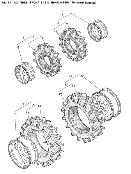 TIRES(FRONT 6-12 & REAR 9.5-20 (YM180)