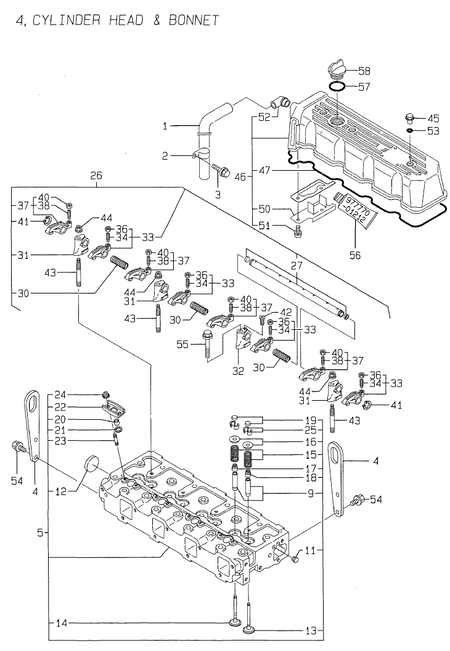 CYLINDER HEAD & BONNET (4TNE98-SA)