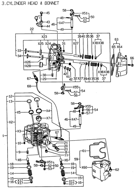 CYLINDER HEAD & BONNET (2V78-CA)