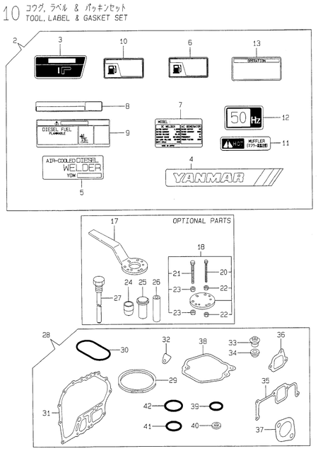 TOOLS,LABELS & GASKET SET (YDW190AE5/6E)