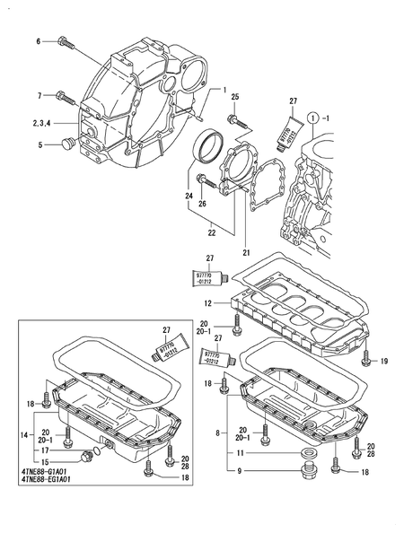 FLYWHEEL HOUSING & OIL SUMP (4TNE88-EG1A)