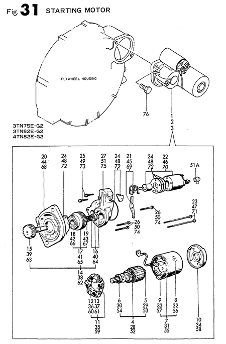 STARTING MOTOR(3/4TN75/82E-G2) (4TN82E-G1)