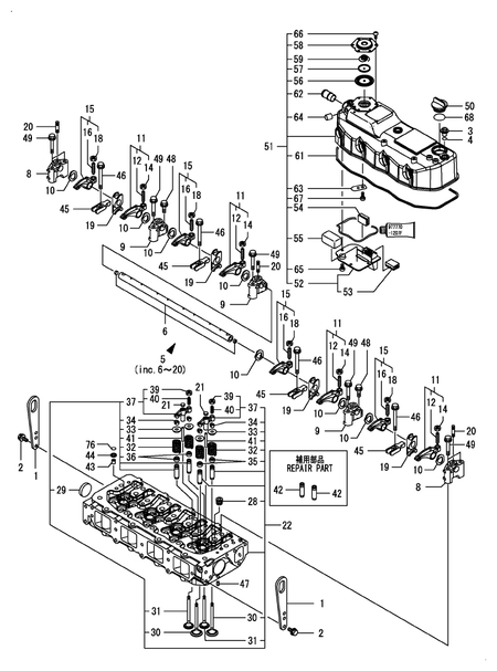 CYLINDER HEAD & BONNET (4TNV84T-BGKL)