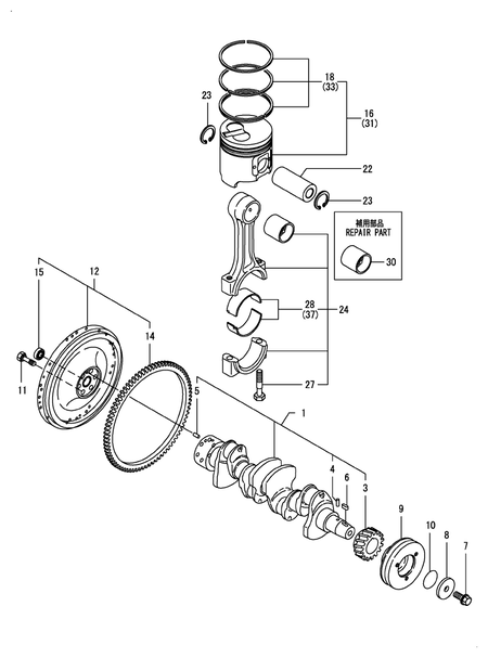 CRANKSHAFT & PISTON (4TNE98-BQLS) CRANKSHAFT & PISTON (4TNE98-BQLS)