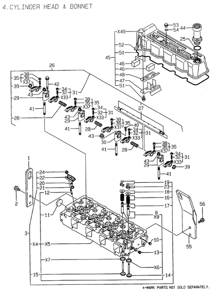 CYLINDER HEAD & BONNET (4TNE106-GE)