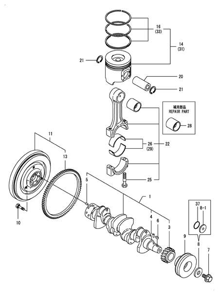 CRANKSHAFT & PISTON (4TNV98-ZNSA2D)