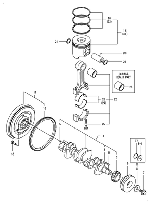 CRANKSHAFT & PISTON (4TNV98-ZNSA2D) CRANKSHAFT & PISTON (4TNV98-ZNSA2D)