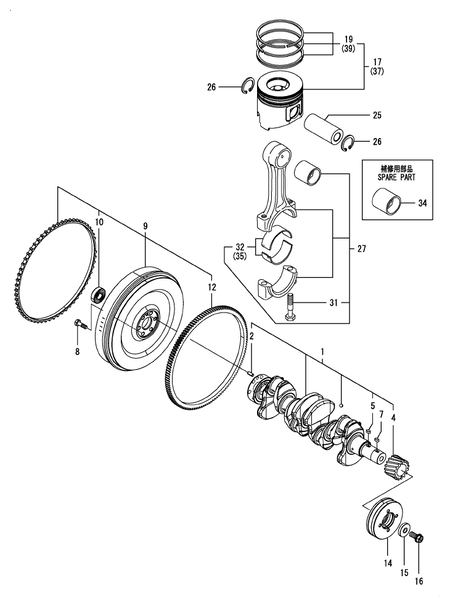 CRANKSHAFT & PISTON (4TNV88C-KRN)