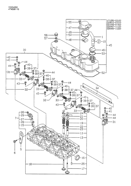CYLINDER HEAD & BONNET (4TNE88-YB)