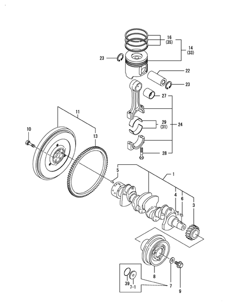 CRANKSHAFT & PISTON (4TNV106TXTBL)