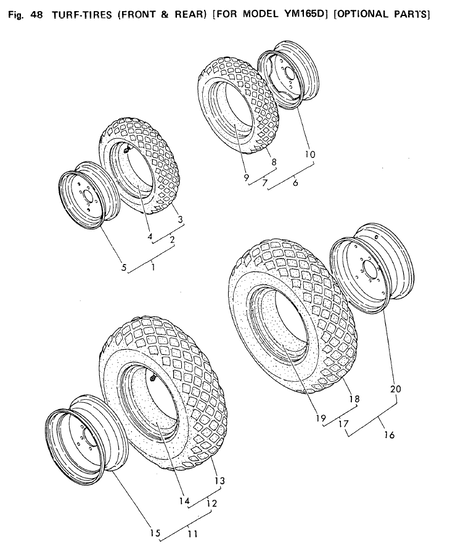 TURF-TIRES(FRONT&REAR)(FOR MODEL YM165D)(OPTIONAL PARTS) (YM165)