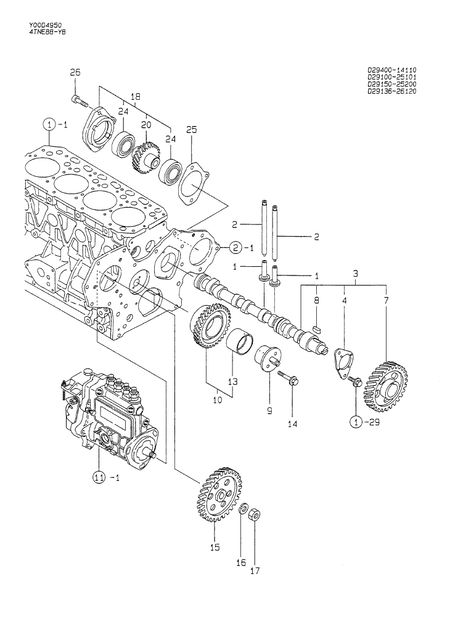 CAMSHAFT & DRIVING GEAR (4TNE88-YB)