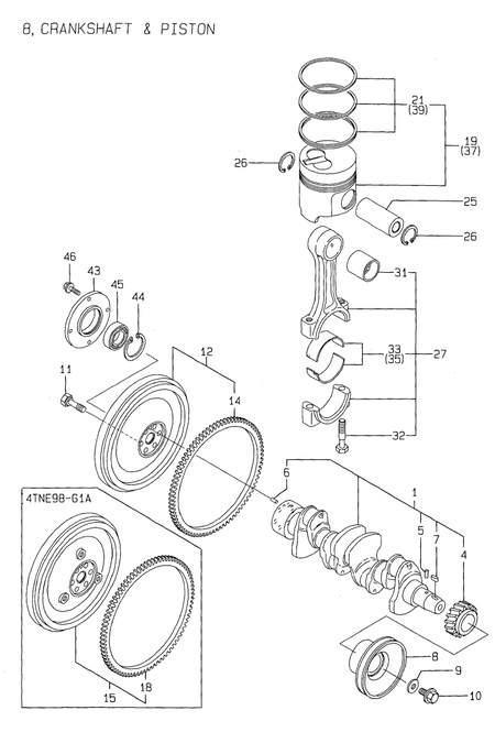 CRANKSHAFT & PISTON (4TNE98-SA)