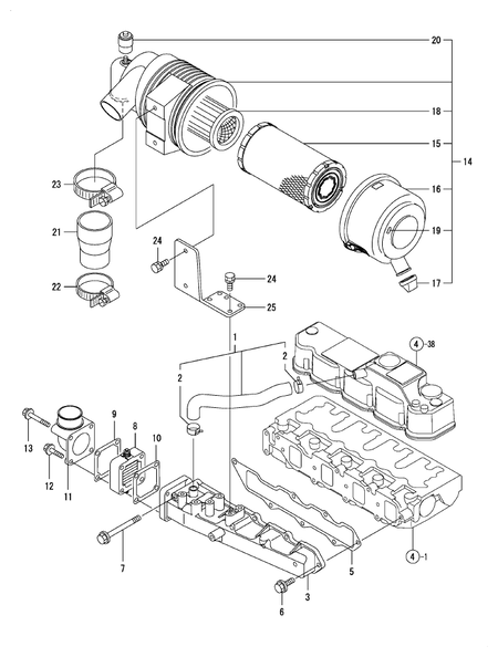 SUCTION MANIFOLD & AIR CLEANER (4TNV88-DSA01)