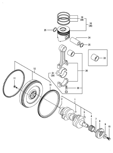 CRANKSHAFT & PISTON (3TNV88C-DTR3)