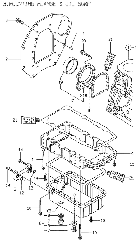 MOUNTING FLANGE & OIL SUMP (4TNE84-ELAN)