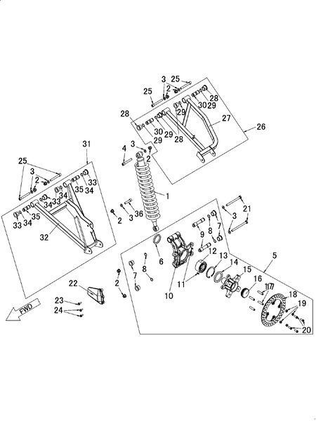 REAR AXLE ASSY. - LEFT (YU1000DK-BRAHMA)