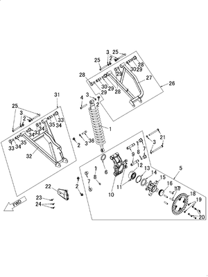 REAR AXLE ASSY. - LEFT (YU1000DK-BRAHMA)