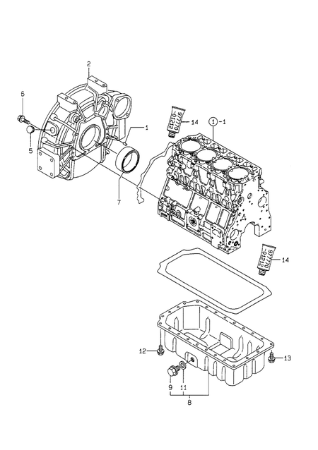 FLYWHEEL HOUSING & OIL SUMP (4TNE106-TB)