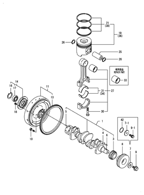 CRANKSHAFT & PISTON (4TNV98-ZNSAD) CRANKSHAFT & PISTON (4TNV98-ZNSAD)