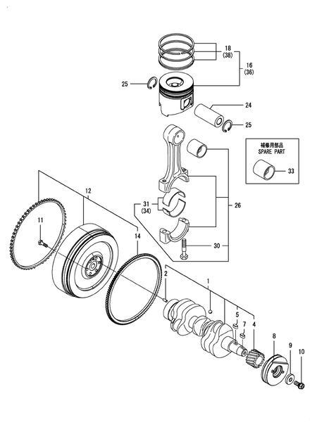 CRANKSHAFT & PISTON (3TNV88C-DKTF)