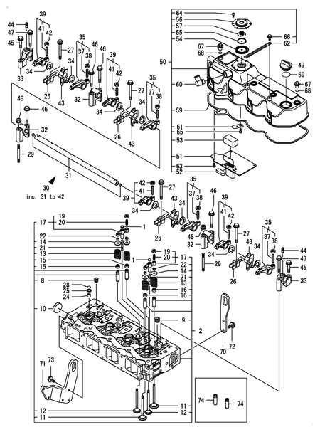 CYLINDER HEAD & BONNET (4TNV98T-ZGGM)