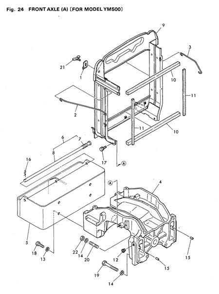FRONT AXLE (A) FOR MODEL YM500 (YM500D)