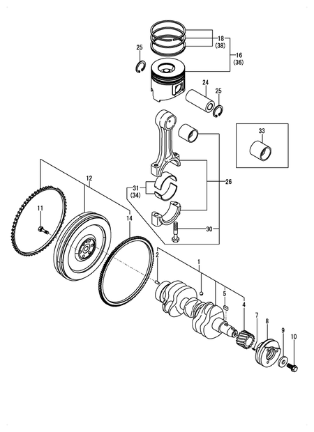 CRANKSHAFT & PISTON (3TNV88C-DYI2D)