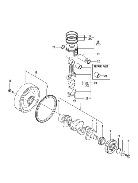 CRANKSHAFT & PISTON (4TNV106-GGE2)