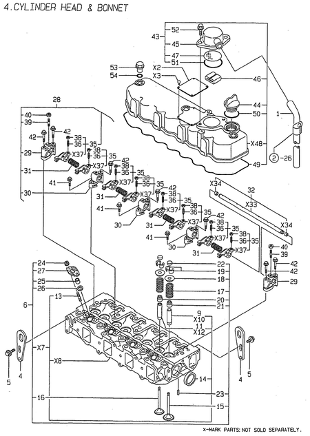 CYLINDER HEAD & BONNET (4TNE88-MS)