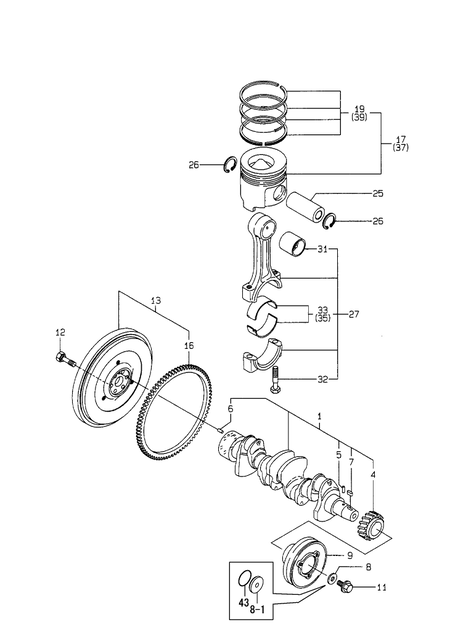 CRANKSHAFT & PISTON (4TNE106-TB)