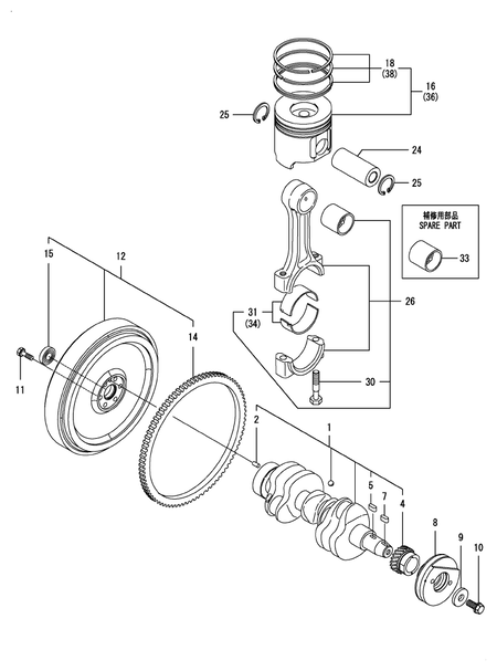 CRANKSHAFT & PISTON (3TNV88-XKRY2C) CRANKSHAFT & PISTON (3TNV88-XKRY2C)