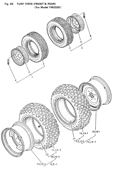 TURF TIRES (FRONT & REAR) (YM220D) TURF TIRES (FRONT & REAR) (YM220D)