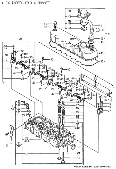 CYLINDER HEAD & BONNET (4TNE84-DS)