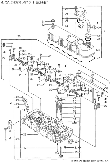 CYLINDER HEAD & BONNET (4TNE84-MS)