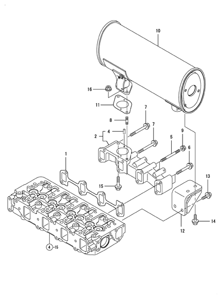 EXHAUST MANIFOLD & SILENCER (4TNV88-BLRG)