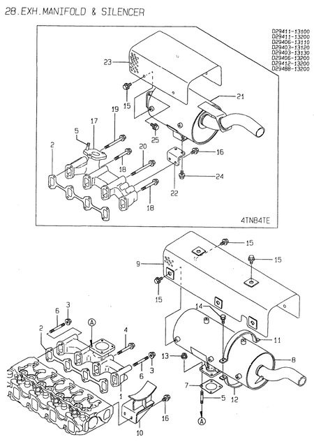 EXHAUST MANIFOLD & SILENCER (4TN84E-G2) EXHAUST MANIFOLD & SILENCER (4TN84E-G2)